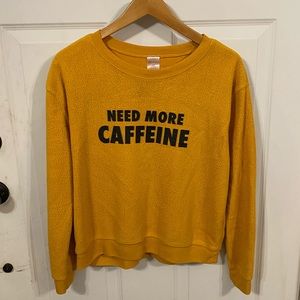 "Need More Caffeine" Yellow Sweater